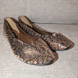 lei gold and silver sequin ballet flats, size 8